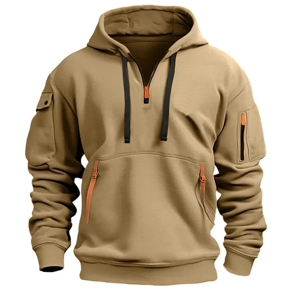 Multi-Pocket Fleece Hoodie