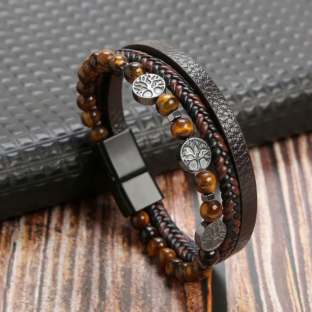 Tiger Eye Leather Bracelet