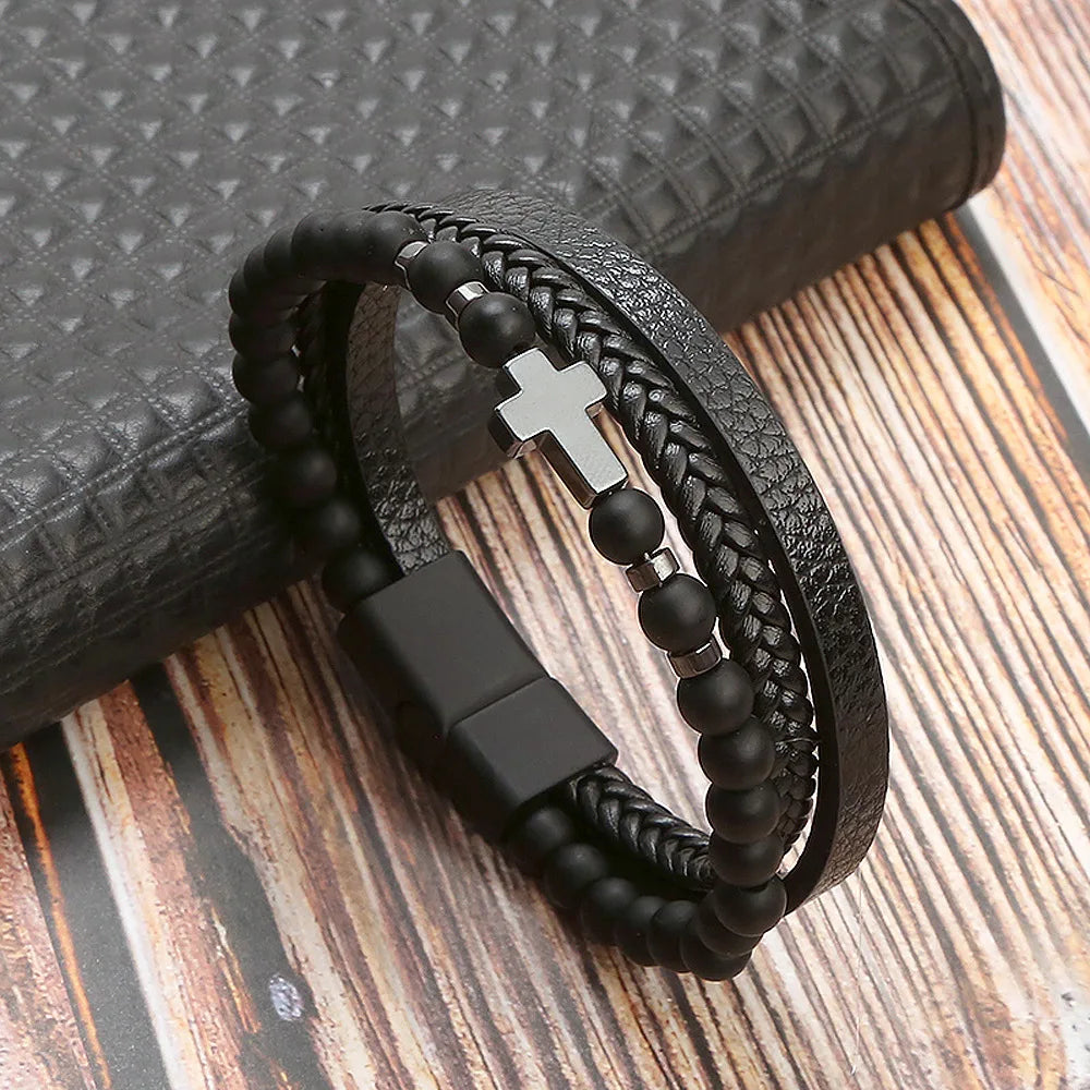 Tiger Eye Leather Bracelet